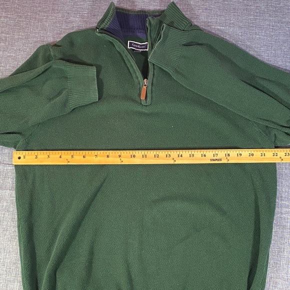 Club Room Men’s XXL Green Quarter-Zip Sweater 100% Cotton Knit Pullover - Picture 7 of 8